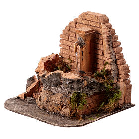 Fountain with brick wall and steps for 10 cm Neapolitan Nativity Scene, 20x20x20 cm