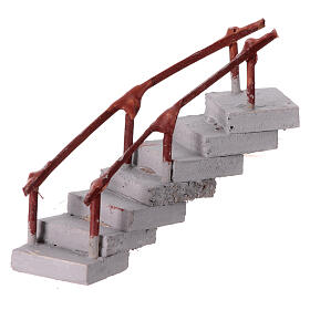 Curved staircase with 7 terracotta steps for 4 cm Neapolitan Nativity Scene, 10x10x5 cm