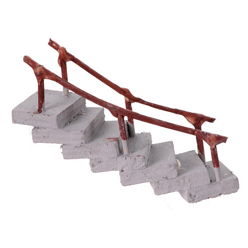 Curved staircase with 7 terracotta steps for 4 cm Neapolitan Nativity Scene, 10x10x5 cm 2