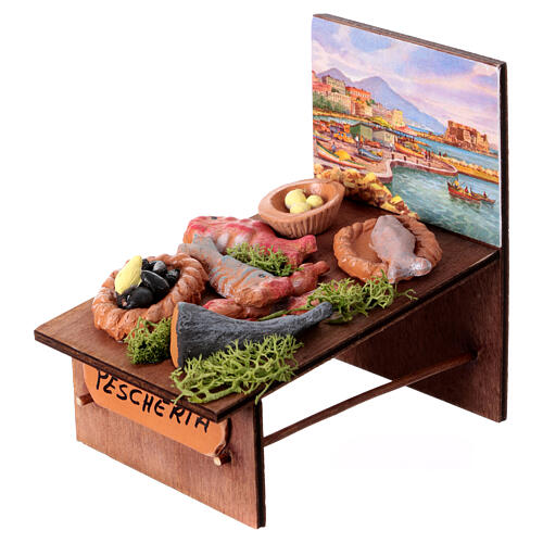 Fish shop for 10 cm Neapolitan Nativity Scene, 10x10x5 cm 2