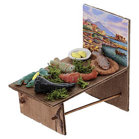 Étal poissonnerie bois crèche napolitaine 10 cm 10x10x5 cm
