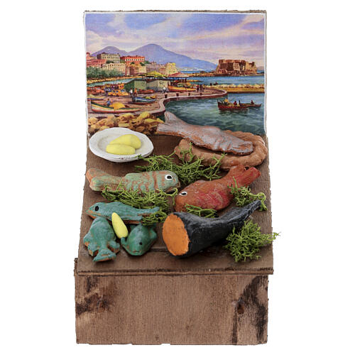 Peixaria presépio napolitano 10 cm madeira 10x10x5 cm 1
