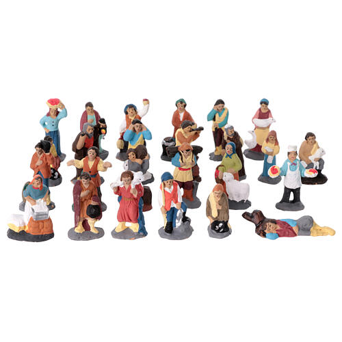 Miniatur-Figuren, Hirten, Set 26-teilig, neapolitanischer Stil, 3,5 cm Höhe 1