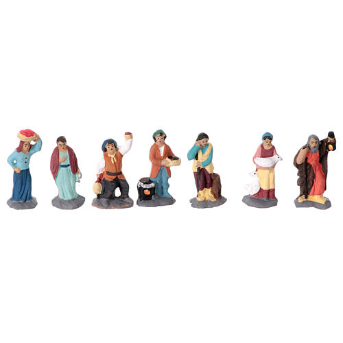 Miniatur-Figuren, Hirten, Set 26-teilig, neapolitanischer Stil, 3,5 cm Höhe 2