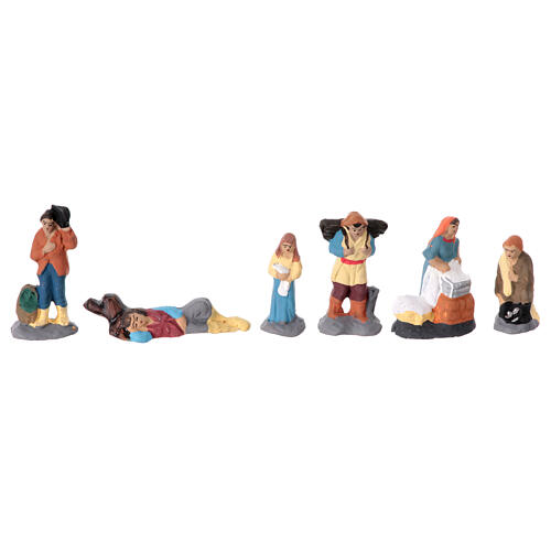 Miniatur-Figuren, Hirten, Set 26-teilig, neapolitanischer Stil, 3,5 cm Höhe 4