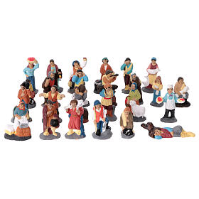 Set of 26 terracotta shepherds for Neapolitan nativity scene 3.5 cm