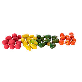 Früchte, Set 4-teilig, Krippenzubehör, neapolitanischer Stil, für 10-12 cm Krippe