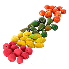 Früchte, Set 4-teilig, Krippenzubehör, neapolitanischer Stil, für 10-12 cm Krippe