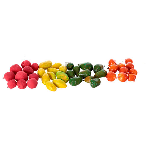 Früchte, Set 4-teilig, Krippenzubehör, neapolitanischer Stil, für 10-12 cm Krippe 1