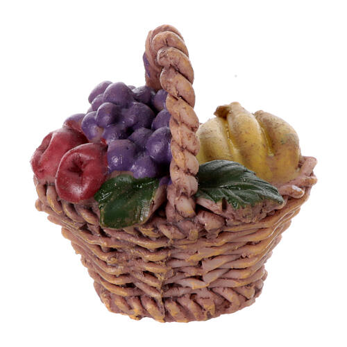 Obstkorb, sortiert, Terrakotta, Krippenzubehör, neapolitanischer Stil, für 10-12 cm Krippe 1