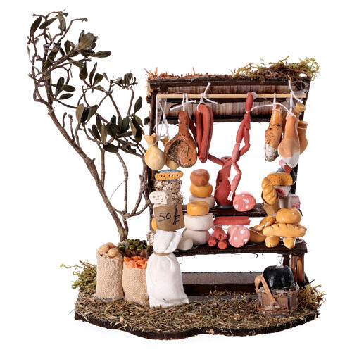 Stand with cured meats Neapolitan nativity scene 10 cm 15x15x15 cm 1