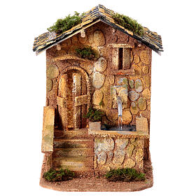 Haus mit Brunnen, Krippenzubehör, neapolitanischer Stil, für 10 cm Krippe, 20x15x20 cm