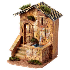 Haus mit Brunnen, Krippenzubehör, neapolitanischer Stil, für 10 cm Krippe, 20x15x20 cm