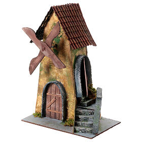 Windmill with lateral staircase for 10 cm Neapolitan Nativity Scene, 25x20x15 cm