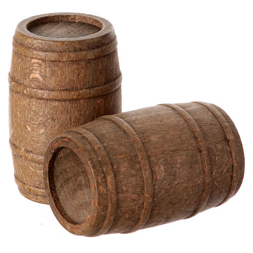 Holzfässer, Set 5-teilig, Krippenzubehör, neapolitanischer Stil, für 10 cm Krippe, 5x3 cm 2