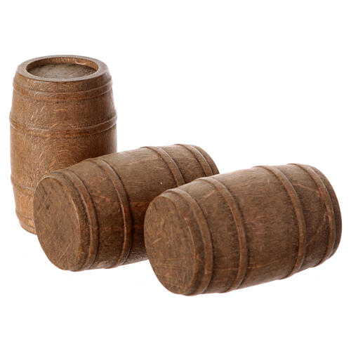 Holzfässer, Set 5-teilig, Krippenzubehör, neapolitanischer Stil, für 10 cm Krippe, 5x3 cm 3