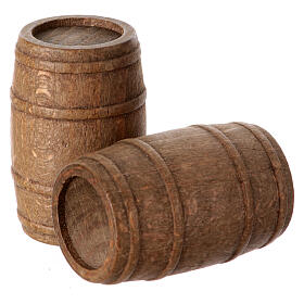 Set 5 barriles madera belén napolitano 10 cm 5x3 cm