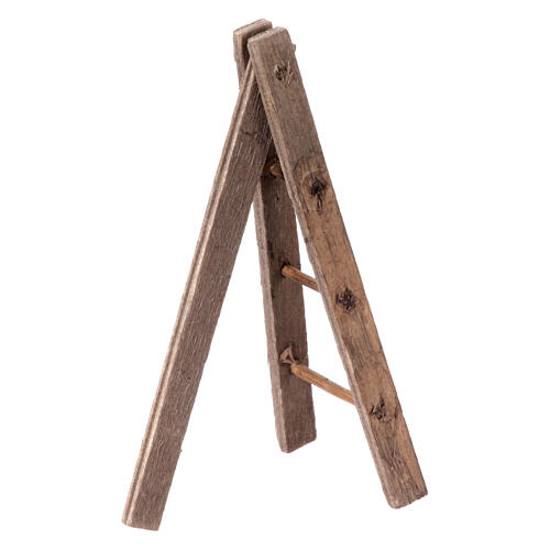 Wooden tripod ladder for 4-6 cm Neapolitan Nativity Scene, 10x5x5 cm 3