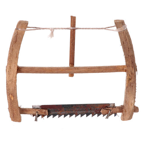Holzsäge, Krippenzubehör, neapolitanischer Stil, für 6-8 cm Krippe, 4x4 cm 2