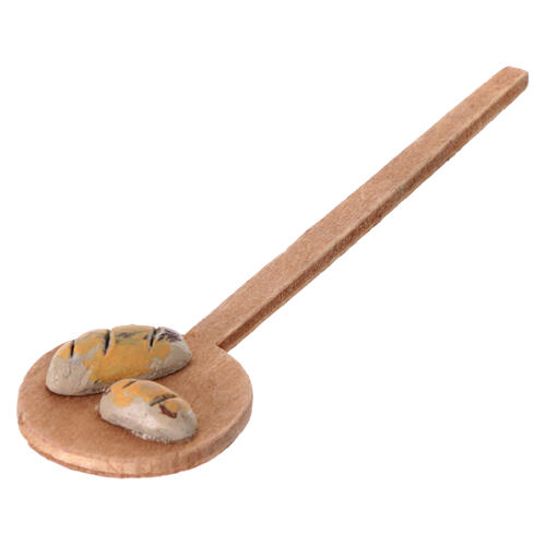 Brotschieber mit Brotlaib, Krippenzubehör, neapolitanischer Stil, für 12-14 cm Krippe, 15 cm 2