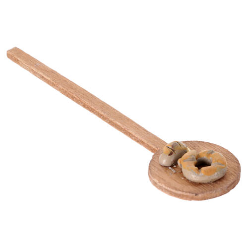 Brotschieber mit Brotlaib, Krippenzubehör, neapolitanischer Stil, für 12-14 cm Krippe, 15 cm 4