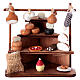 Cheese and meat stall for 6 cm Neapolitan Nativity Scene, wood and terracotta, 10x10x5 cm s1