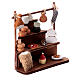 Cheese and meat stall for 6 cm Neapolitan Nativity Scene, wood and terracotta, 10x10x5 cm s3