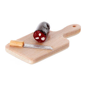 Cutting board with salami for 10-12 cm Neapolitan Nativity Scene, wood, 4 cm