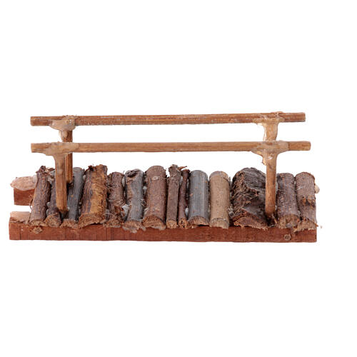 Holzbrücke, rustikal, Krippenzubehör, neapolitanischer Stil, für 4 cm Krippe, 5x5x10 cm 1
