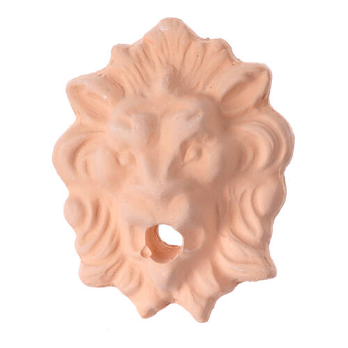 Lion's head for miniature fountain, 10 cm Neapolitan Nativity Scene, wood, 5x4 cm 1
