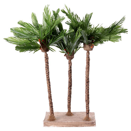 Set of 3 palm trees on a socle, 35x15x10 cm, for 10-16 cm Neapolitan Nativity Scene 1