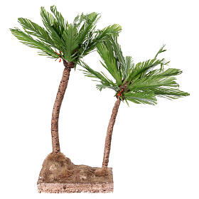 Set of 2 palm trees with base, 28x15x10 cm, for 10-12 Neapolitan Nativity Scene