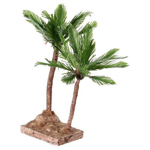 Set 2 palmiers avec base 28x15x10 cm crèche napolitaine 10-12 cm 2
