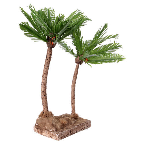 Set 2 palmiers avec base 28x15x10 cm crèche napolitaine 10-12 cm 3