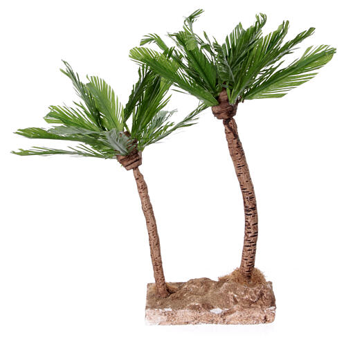 Dwie palmy na podstawie 28x15x10 cm, szopka neapolitańska 10-12 cm 4