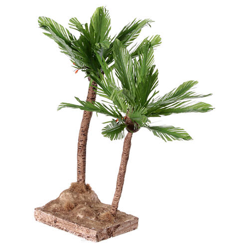 Set of two palm trees with base 28x15x10 cm Neapolitan nativity scene 10-12 cm 2