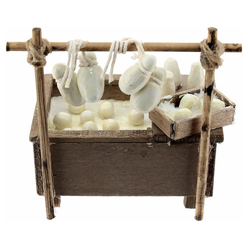 Market stand with terracotta mozzarella and cheese for 10-12 cm Neapolitan Nativity Scene, 10x10x5 cm 4