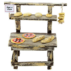 Banco pizza e pane presepe napoletano 10-12 cm legno 10x10x5 cm