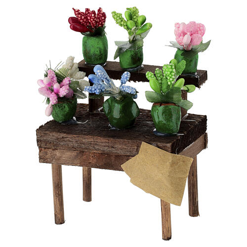 Neapolitan nativity scene flowers banquet 10 cm wood 10x10x5 5