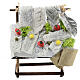 Banco pesce presepe napoletano 12 cm legno terracotta 10x10x5 cm s1