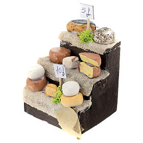Banca de queijo presépio napolitano 10 cm madeira terracota 10x10x5 cm