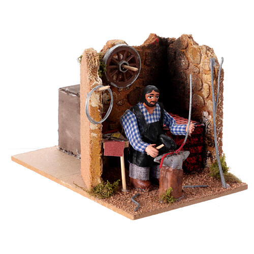 Blacksmith in his forge, animated scene for 8 cm Neapolitan Nativity Scene 3