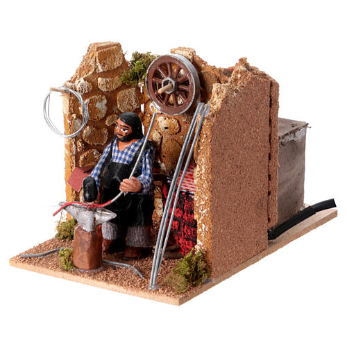 Movimento fabbro fucina luminosa presepe napoletano 8 cm 2