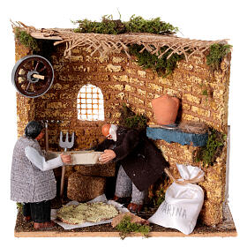 Couple of sorters, animated scene for 8 cm Neapolitan Nativity Scene