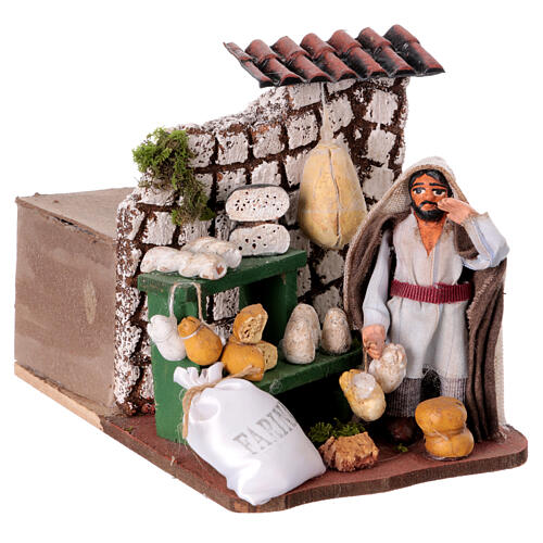 Movimento vendedor de queijo presépio napolitano 8 cm 3
