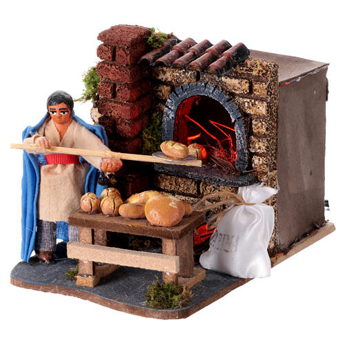 Forno panettiere movimento luce presepe napoletano 8 cm 2