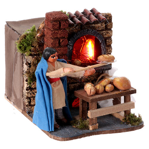 Forno panettiere movimento luce presepe napoletano 8 cm 3