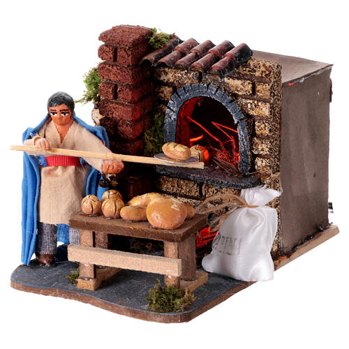 Neapolitan nativity scene light animated baker's oven 8 cm 2