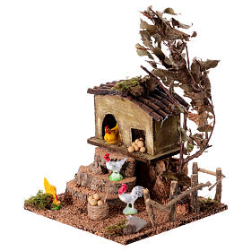 Henhouse for 8-10 cm Neapolitan Nativity Scene, wood and cork