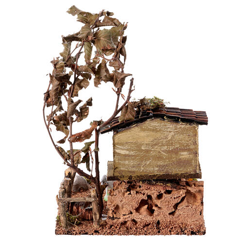 Henhouse for 8-10 cm Neapolitan Nativity Scene, wood and cork 4